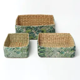 Habere India-All the Cultures Fabricating India Wicker Basket Cane or Bamboo Basket | Tray, Cane Gift Hamper Basket, Wardrobe Basket | Bathroom Organizer Basket | Organizing Baskets (Design 03) image 5