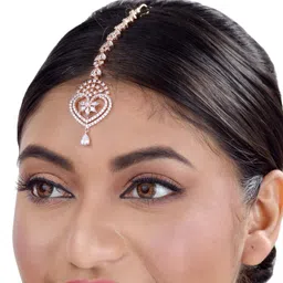 saraf rs jewellery Heart-shaped Maang Tikka Handcrafted & Designer AD studded For Women & Girls image 4