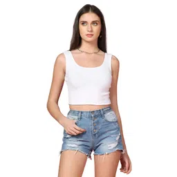 toplot Women's Solid Ribbed Round Neck Sleeveless Slim Fit Tank Top (Tank-Top-5069) image 1