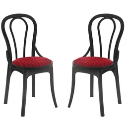 Supreme Pearl Cushion Dining Plastic Chair (red/Black), (2 pcs), (Model: PEARLBlk-Red__2) image 1
