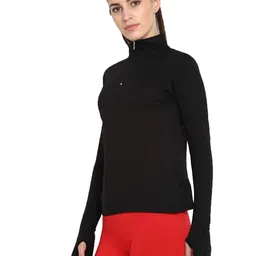 ap'pulse Women's Long Sleeve Thumbopen 1/4 Zip Hi Neck Tshirt image 2