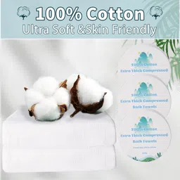 generic AuraLivings Compressed Bath Towel Set, 100% Cotton, White, Large Bath Towel Travel Towel Reusable for Hotel Camping Sports Hiking Beach Swimming Vacation (Pack of 5) image 3