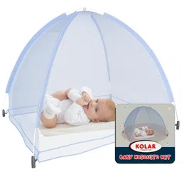 Kolar Polyester Infants Washable Baby Mosquito Net|Anti-Bug Crib Net Foldable Bottomless Baby Crib Machardani Mosquito Net (Blue, Tent) image 1