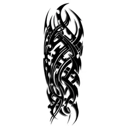 S.A.V.I Full Arm Tattoo Sleeve For Men, Totem Tribal Black Stylish Temporary Tattoo Sticker For Girls Women, Size 48x17CM image 4