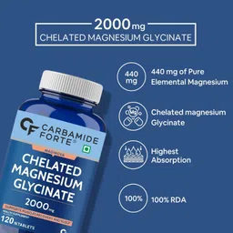 Carbamide Forte Chelated Magnesium Glycinate Supplement 2000mg Per Serving | Magnesium Supplement Supports Muscle Recovery & Better Sleep - 120 Veg Tablets (Pack of 3) image 3