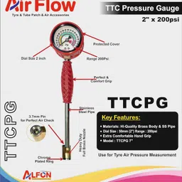 Air Flow Twin Head Air Valve Connector+ Tyre Air Chuck Inflator + Twin Tyre Connector with Pressure Guage (Combo Pack of 3) image 3