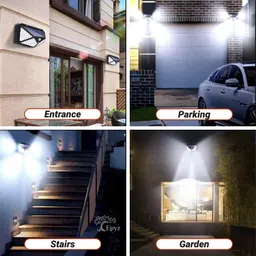 Epyz ABS Plastic Solar Light Outdoor Waterproof Motion Sensor Lights Wall Night Light With 2 Modes For Fence Garage Yard Step Stair [ White Light,Pack Of 1, 100LED ] image 3