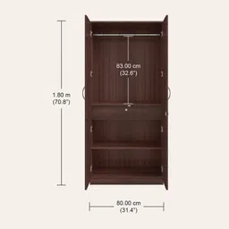 GODREJ INTERIO Wardrobe EWA 2-Door Engineered Wood Wardrobe for Clothes (Brown), 1-Year Warranty, 2 Shelves, 1 Drawer image 3