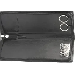 Redrocky Unisex Black Solid PU Leather Key Pouch Case Wallet Keychain, 20.5 CM, Zipper Closure, 9 Compartments, Pack of 1 image 1