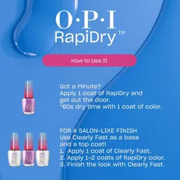 o.p.i OPI RapiDry Clearly Fast Clear Coat | 3-in-1 Quick Drying Top Coat, Base Coat, Glossy Nail Topper | Vegan, Smudge Proof, Fast Drying image 5