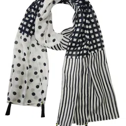 jvnine Women Printed Scarf (Stole) With Tassels image 1