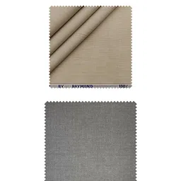 raymond Polyviscose Trouser- 100% Cotton Shirt Fabric Combo Box (Unstitched, All Weather Fabric, (GREY PANT +DARK BEIGE SHIRT) image 1