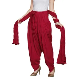 clothing & accessories WOMENS COTTON FULL PATIALA SALWAR PYJAMA WITH DUPATTA (FREE SIZE) Red image 1