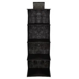 Kuber Industries Shoe Rack | 4 Shelf Foldable Storage Rack | Clothes Hanging Shoe Storage Organizer | Closet Organizer with Velcro | Shoe Rack with Golden-Dot | Black image 3