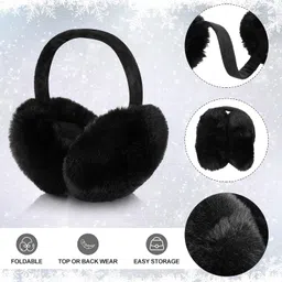 ablue clipper Earmuffs - Soft & Warm Winter Ear Muffs for Women, Girls - Foldable, Furry Fleece Ear Warmers - Outdoor Cold Protection Ear Covers, Headband Style, Ideal for Running, Cycling & Biking image 2