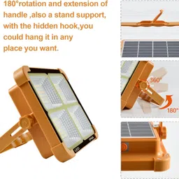 iodoo Cosyeasy Portable Led Work Solar Light 100W 16500Mah 10000 Lm With Stepless Brightness Job Site Battery Rechargeable Floor For Worklight Hurricane Father's Day Gift, Orange,White image 4