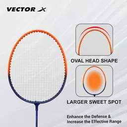 Vector X VXB-580 Badminton Racquet Set of 2 with Full Badminton Cover and Pack of 3 Shuttle Cocks image 3