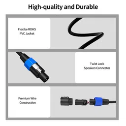 IMAGINEA Speakon Cable to 6.35 mm TS Jack Cable | Male Cables | Stereo Audio Connection Cord, 12 Gauge AWG Wires for Speaker, Loudspeaker, Amplifier with Twist Lock (Speakon to 6.35mm Cable, 5 Meter) image 3