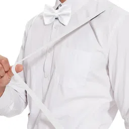 habibee Solid Color Mens Suspender Bow Tie Set Clip On Y Shape Adjustable Braces (White) image 5