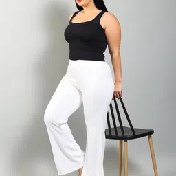 plus size Women Bell Bottom Trousers Solid image 5