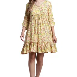 rajnandini Women's Pure Cambric Cotton Printed Mini Western Dress (Jopljpr307-P) image 1
