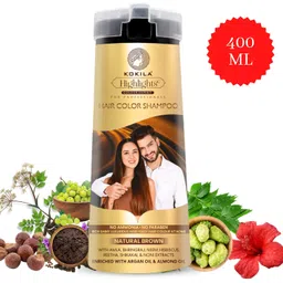 Kokila Hair Color Shampoo for Men & Women | No Ammonia - No Paraben | 10 Pair Free Gloves, Natural Brown 400Ml image 2