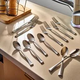 Frenchware Cutlery (Set of 12, Stainless Steel Spoons - 6 and Forks - 6), 100% Food Grade, Non Toxic, Anti-Rust, Dishwasher Safe, Perfect Gifting Set for All Occasions image 1