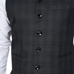 utsav fashion UTSAV Mens Checked Sleeveless Nehru Jacket with 1 welt & 2 slip pockets image 5