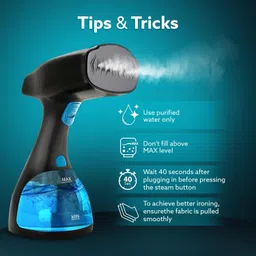 AGARO Signify Handheld Garment Steamer, Wrinkle Remover, Iron, Fast Heat, Ceramic Steam Nozzle, 1500W, 260 ML Water Tank, Detachable Fabric Brush image 3
