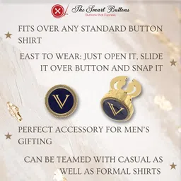 the smart buttons 18K Yellow Gold Colour Plated Snap on Button Cover Cufflinks for Men - Stylish Accessories for Casual & Formal Shirts - Ideal Wedding, Birthday, & Anniversary Gift image 2