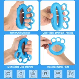 CUREPACK Fingers and Hand Grip Strengthner, Also Helps in Stress Reduction, Physiotherapy and Finger Exerciser for Arthritis Patients and Elderly (Blue) image 2