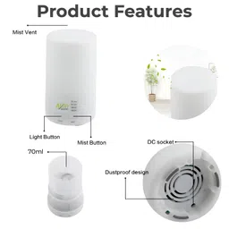 Allin Exporters 70ml USB Mini Aromatherapy Diffuser 7 Color Changing LED Lights Cool Mist Ultrasonic Humidifier for Car SUVs Home Baby Bedroom & Office (1Pc, Multicolour) image 2