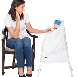 Feather Hug® 360° Premium Nursing Cover for Breastfeeding - Feeding Apron for mom, Stretchy Feeding Cover for Mother, Real Breathable Breast Feeding Cover (Tiny Blue Flower) image 5