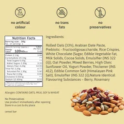 Phab Assorted Granola Snack Bars|Cookies & Cream, Berry, Butterscotch|Healthy Cereal & Breakfast Bar|High Fiber, Gut-Friendly|No Trans Fat|No Preservatives|Source Of Protein|Pack Of 6x 30 Gram) image 2