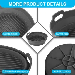 fiable Premium Silicone Air Fryer Liner | 1 Dual Mode Collapsible 8.5 inch Airfryer Mould for Large Airfryers - Heat Resistant, FDA Certified - Airfryer Liner image 3
