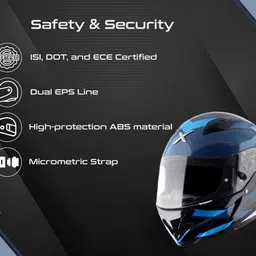 Axor Hunter Cornet ISI ECE and DOT Certified Matte Finish Full Face Helmet for Men with Pinlock Fitted Clear Visor-Dark Blue Blue-M image 2