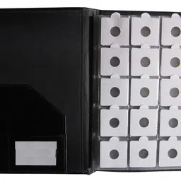 generic nawkaar9 coin album book with coin holders (200 coins) for coin collection-Black image 1