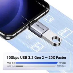 UGREEN USB C to USB Adapter 10Gbps, 2 Pack Type A Female to Type C Male Adaptor Aluminum OTG Cable Compatible with iPhone 16 15 Pro Max MacBook Air iPad Galaxy S24, Thunderbolt 4/3 Devices Space Gray image 3