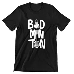 prime thread Graphic Printed T-Shirt for Men | Badminton | Half Sleeve | Round Neck | 100% White Cotton image 1