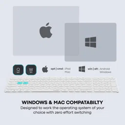 Rapoo E9350L Bluetooth Wireless Multi-Device Keyboard(4 Devices), Numpad, Led Indicators, Ultra-Thin, Ergonomic, Compatible with Windows, iOS, Android, Tablets, Smartphones - White, 3-Year Warranty image 3