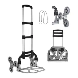 Aloxe Folding Portable Stair Climbing Cart Trolley: Portable Luggage Trolley w/Adjustable Handle, Bungee Cord Tri-Wheel, Hand Truck, Lightweight Dolly cart, Luggage Moving for Home & Office. image 2