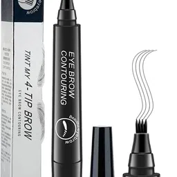 quicze 4 Point Eyebrow Pencil Black,Waterproof Microblading Eyebrow Pencil with a Micro-Tip Applicator Creates Black Fine Sketch Liquid Eye Brow Tattoo Tint Pen image 1