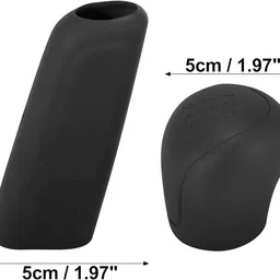 medirich lifesciences Medirich Lifesciences® Car Hand Brake Cover and Gear Knob Cover Combo | Anti Slip Silicone Handbrake Cover & Car Gear Knob Cover | Car Interior Accessories | for all Cars and SUVs | Set of 2 pieces | (Black) image 3