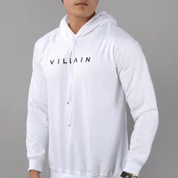 villain Trending Typography Cotton Blend Hooded Sweatshirt for Men image 3