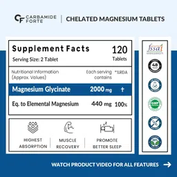 Carbamide Forte Chelated Magnesium Glycinate Supplement 2000mg Per Serving | Magnesium Supplement Supports Muscle Recovery & Better Sleep - 120 Veg Tablets (Pack of 3) image 2