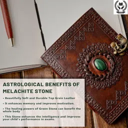 ALCRAFT Real Leather Green Stone Brown Embossed Handmade Diary with Metal Lock -Size of (H) 6*(L) 4.5 Brown image 3