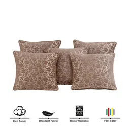 Victor Coral Fabric Soft Finish Splash Woven Jacquard Diwan Set - 8 Pcs (Bed Cover - 60"x90", 2 Bolsters - 16" x 32" & 5 Cushion Covers - 16" x 16") Mouse image 4