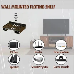 Set Top Box Stand Holder WiFi Router Stand with Remote Holder Wall Rack Shelf Plastic Home Living Room Storage Organizer (Black) image 5