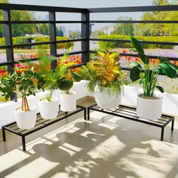 AAFIYA HANDICRAFTS Metal Plant Stand for Indoor & Outdoor Sturdy Black Iron Pot Holder for Home Garden Balcony & Patio Elegant Decorative Rack for Multiple Planters image 2