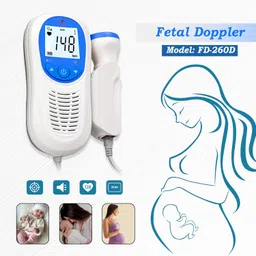 MEDILMA Wewell Fetal Doppler (FD260D) for Pregnancy Baby Heartbeat Monitor Home Portable Doppler Fetal Monitor Easy to Carry Rechargeable with in-Built Speaker, Noise Reduction, White & Blue image 3
